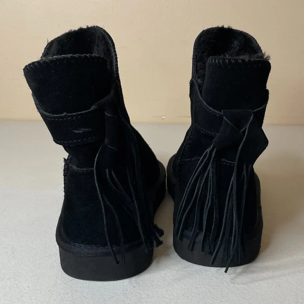 Morgan Taylor Women’s Black Leather Faux Fur Winter Booties Size 7